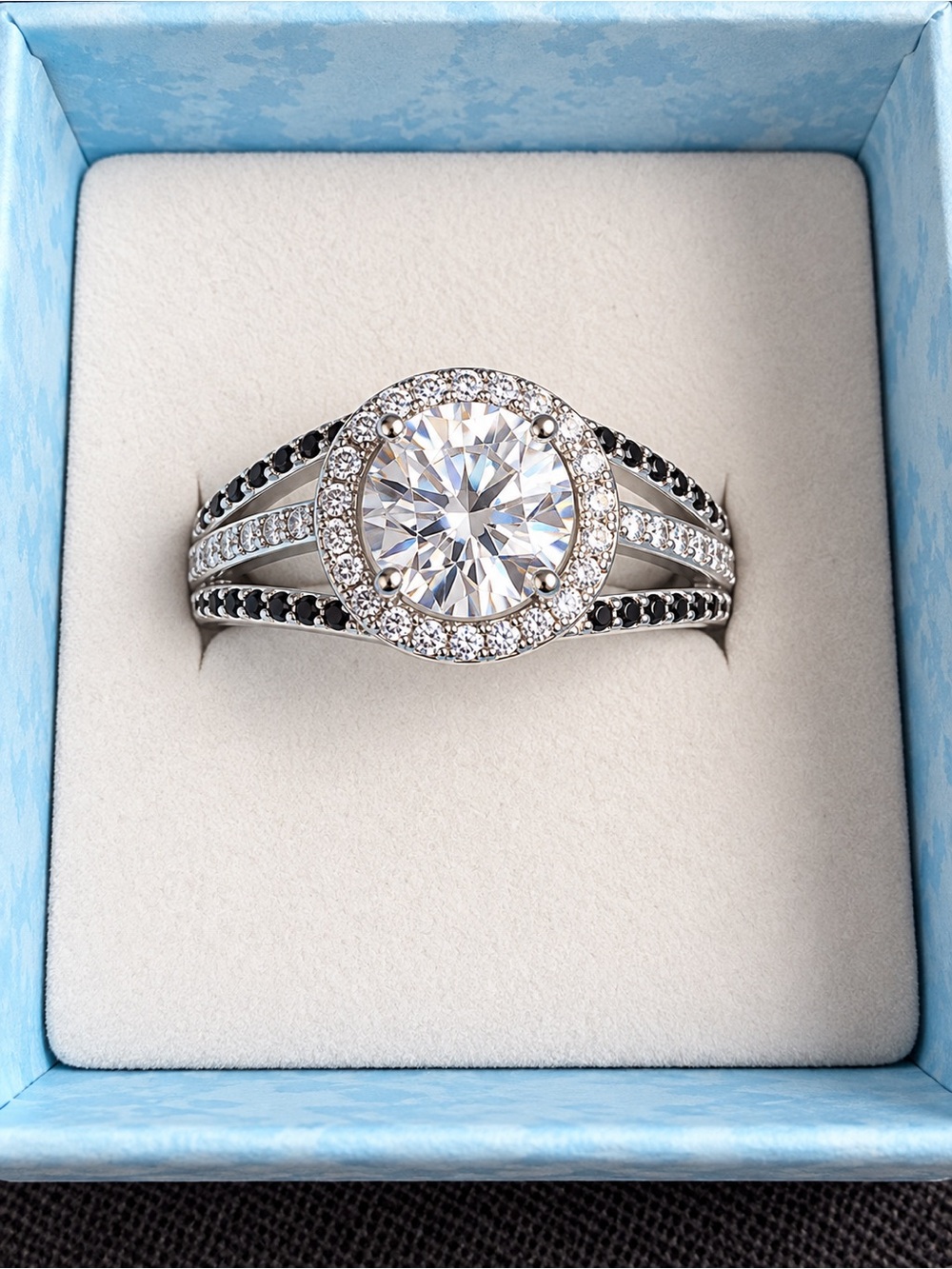 1.2 CT Moissanite Silver-Plated Statement Ring - Size 7